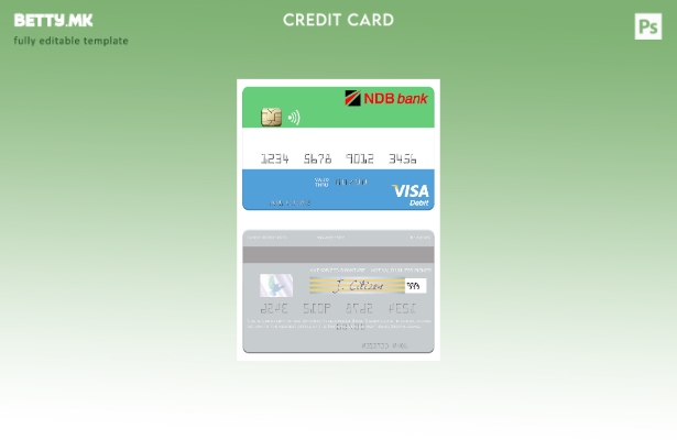 Модерен стил шаблон за виза за дебитна картичка на Националната банка за развој 